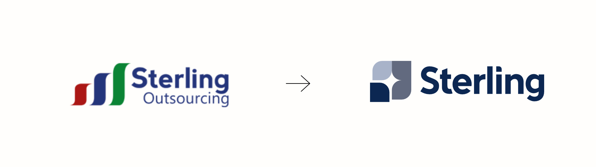 Sterling outsourcing rebranding old logo to new logo